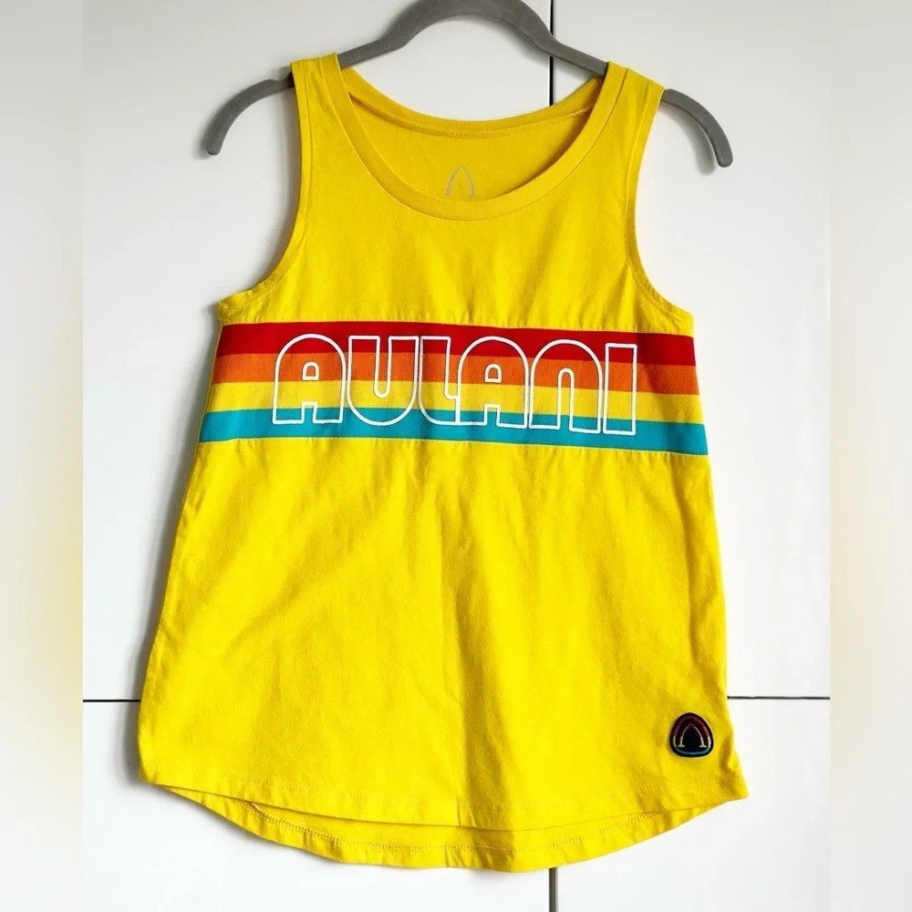 Disney Aulani Tank Top Small Hawaii Yellow Rainbow